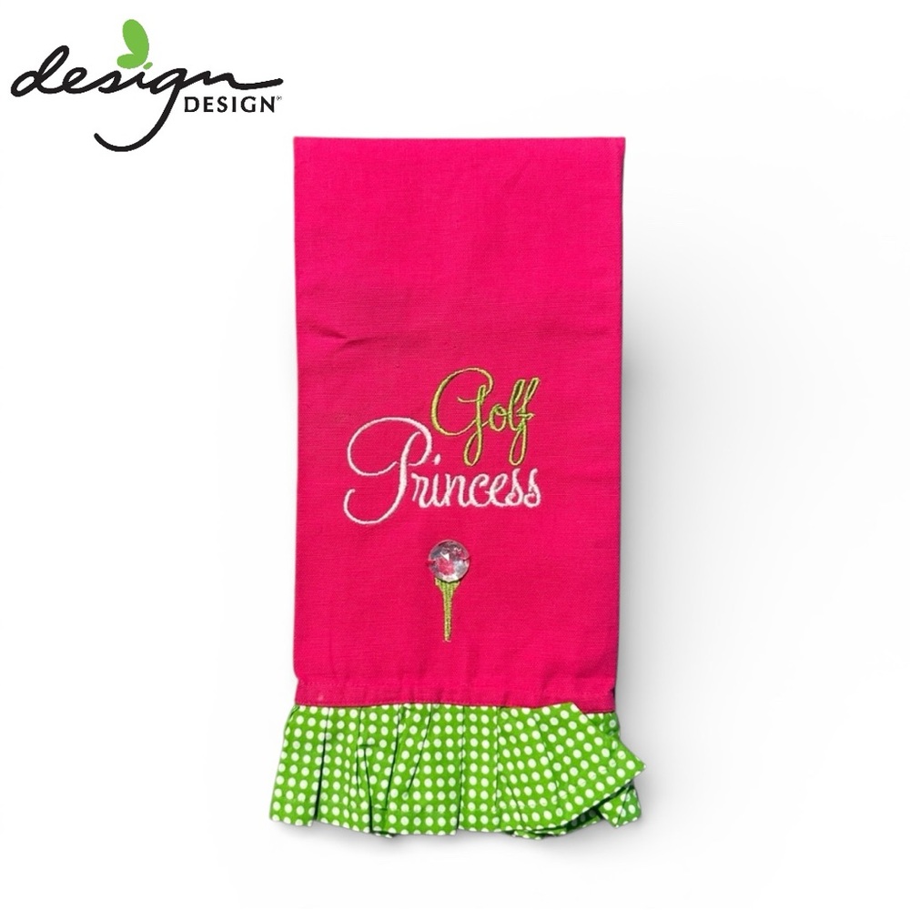 Design Design Golf Princess Tea Towel with Green Ruffle